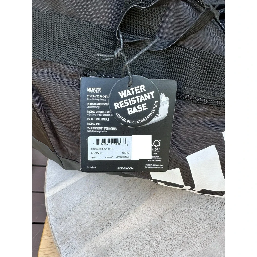 Adidas Defender IV Medium Gym Training Duffel Bag Black Padded Handles NWT